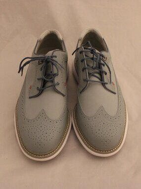 FootJoy Traditions Wing Tip Golf Shoes 9.5M 57912 Light Blue Spiked FJ